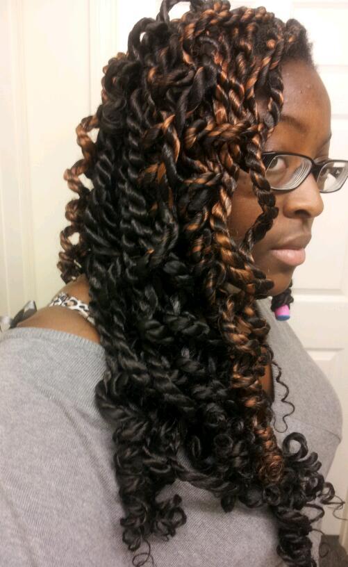 Curly Box Braid with curly hairstyle for black girl
