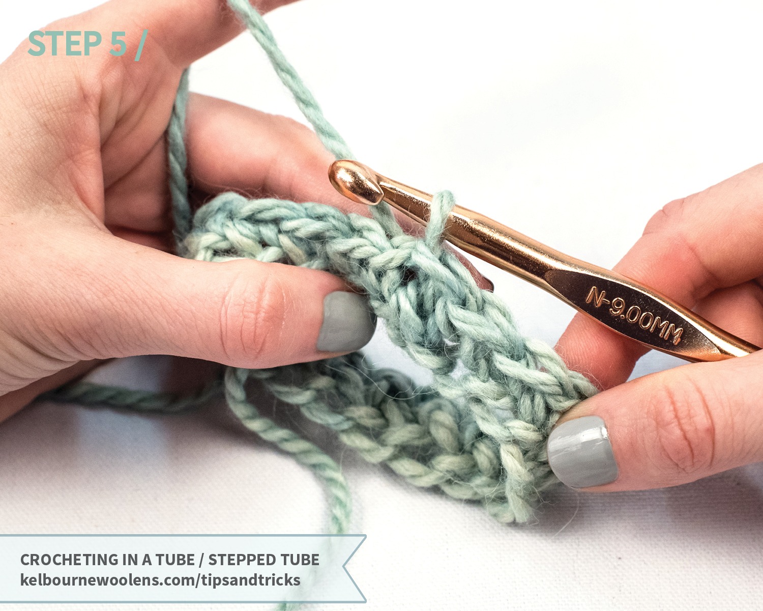 knit in tube step 5