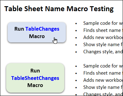 select a table to table sheet name testing macros