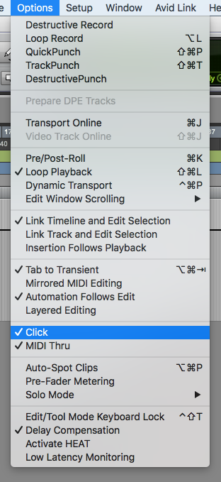 How to create and configure click tracking in Pro Tools