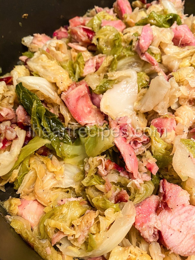 Cabbage cooked with onions, garlic and delicious smoked turkey