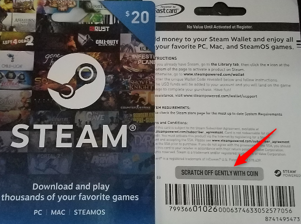 Scratch the code from your Steam gift card