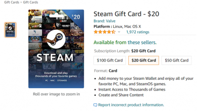 Steam gift card on Amazon