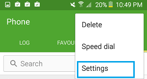 Phone settings tab on Android phones