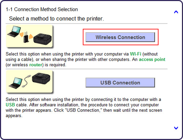 Click Connect Wireless (highlighted in red) to continue