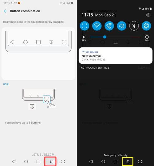 Navigation shortcut lg stylo 6