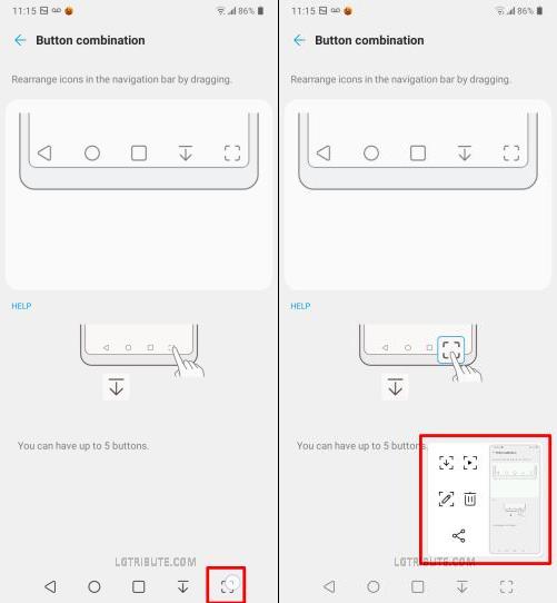 lg stylo 6 . screenshot button