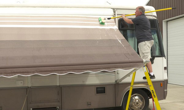 Cleaning RV . awning