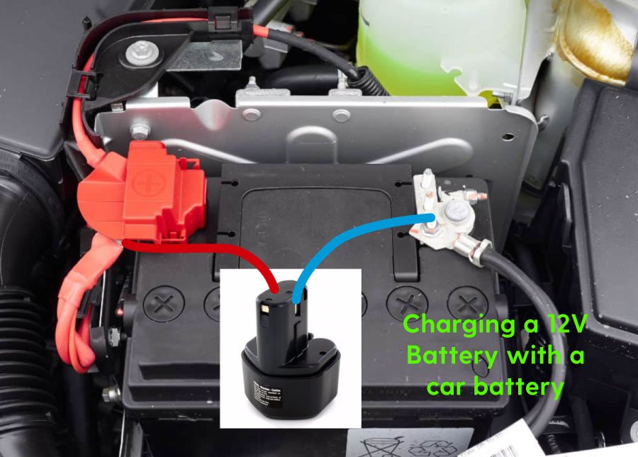 Charge the cordless drill with car battery
