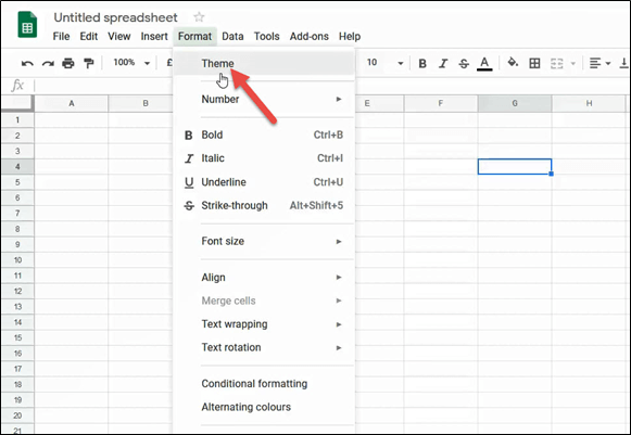 Click Format and then Themes