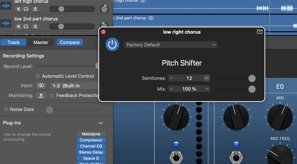 Pitch Shifter Settings