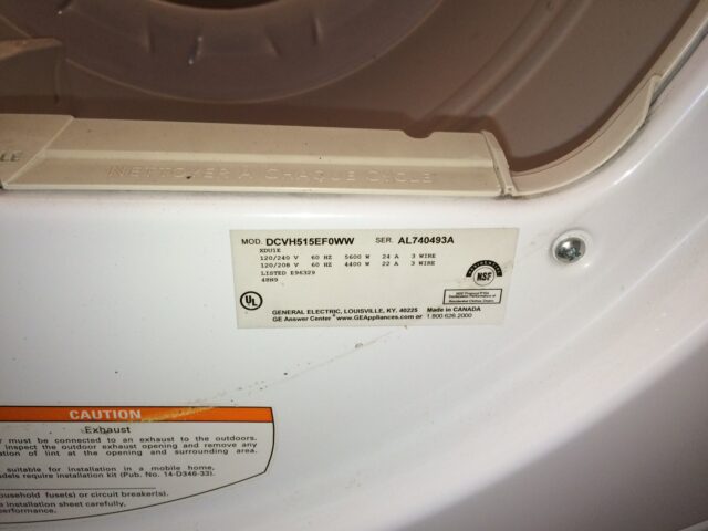 dryer identification label