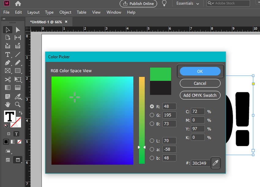 how to change font color in indesign