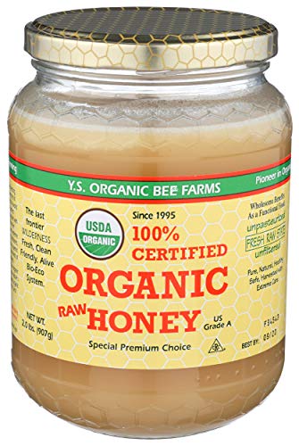 YS Organic Bee Farms CERTIFIED ORGANIC PURE ORGANIC 100% Pure, Unprocessed, Unpasteurized Honey - Kosher 32oz (pack 1)