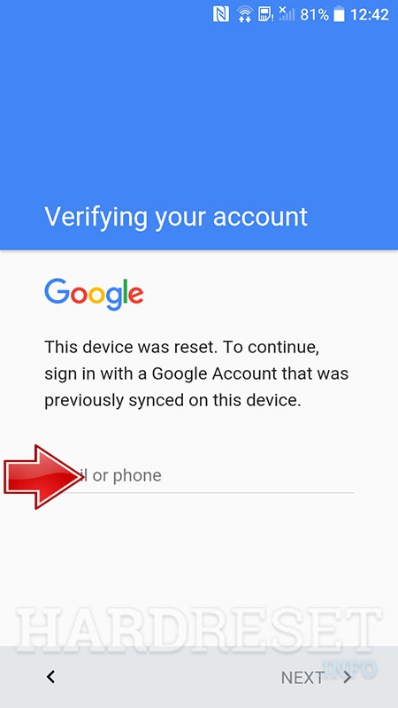 HTC turns on google account screen