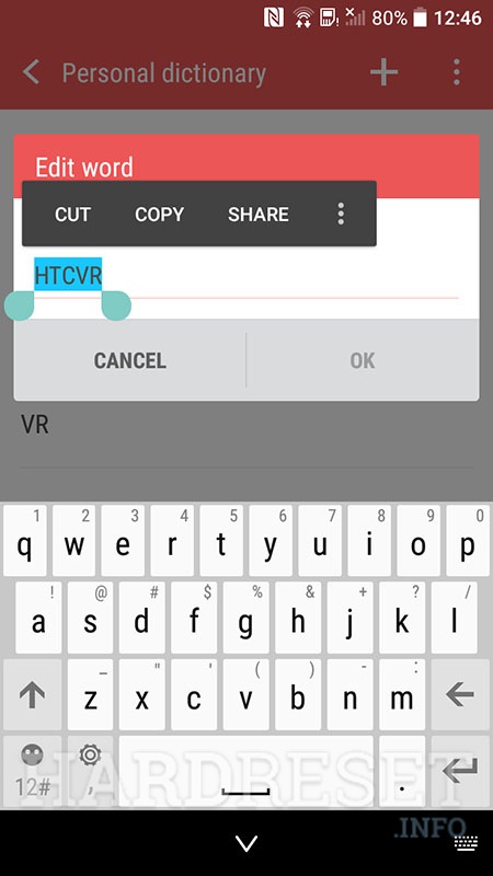 HTC keyboard settings menu popup new menu personalized spelling