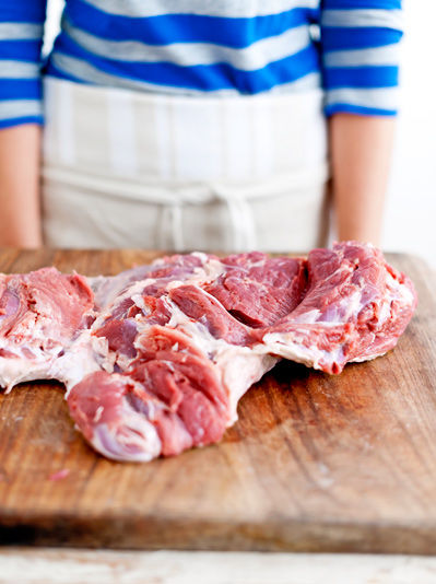 The image shows a flat piece of lamb of approximately equal thickness