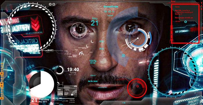 the Iron Man with a dashboard with different parameters