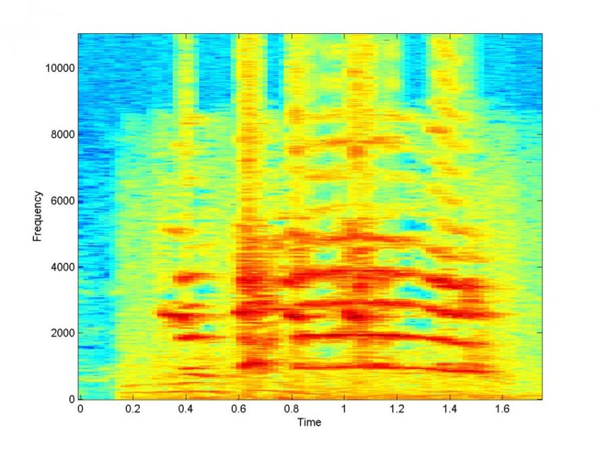 A spectogram representing the spectrum of speech frequencies