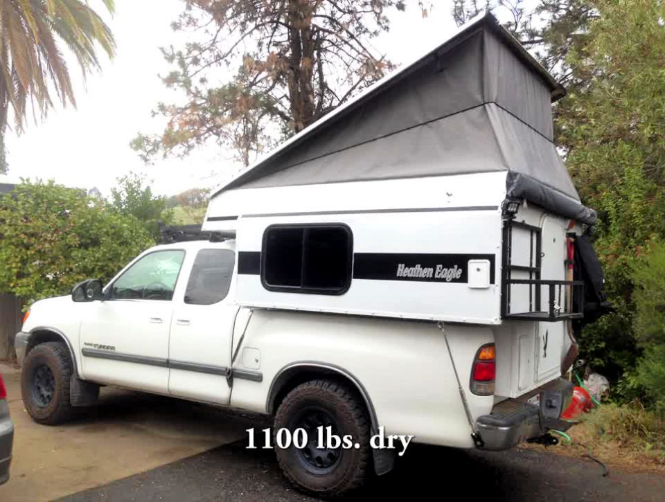 Homemade pop-up truck camper