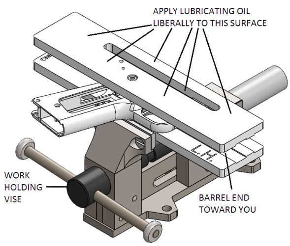 1911 build step6 secure jig frame in bench vise