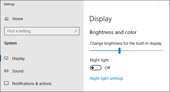 Screen brightness slider in Windows 10