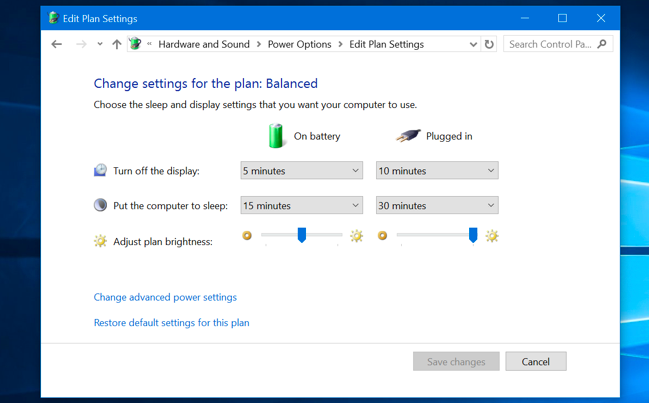 Edit power pack settings in Windows 10