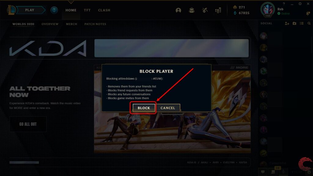 How to block someone in League of Legends?