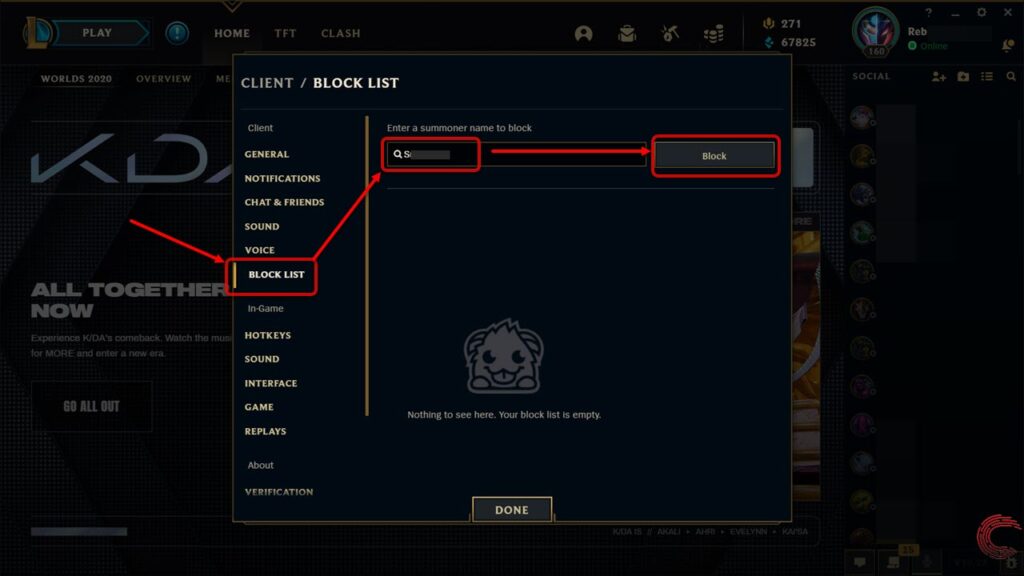 How to block someone in League of Legends?