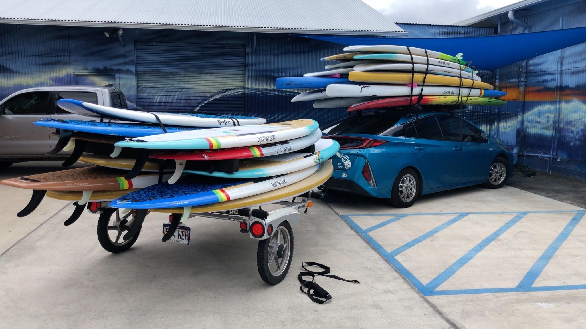 prius loaded with SUP board how to attach it to car
