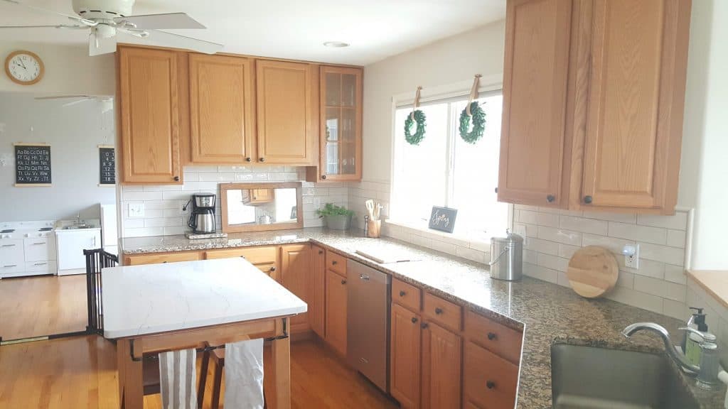 Updated Kitchen with painted oak cabinets