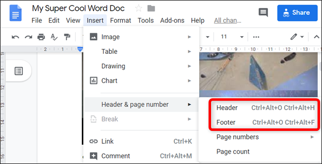 Click either "Title" or "Footer."