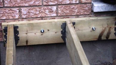 A ledger is used to support a deck attached to a house.