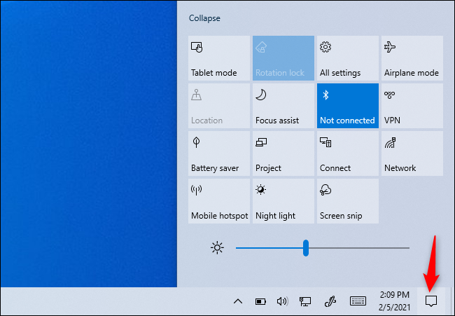Brightness slider in Windows 10