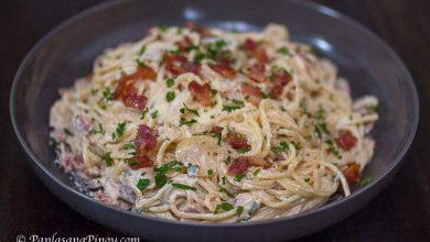 Filipino Style Bacon and Mushroom Spaghetti Carbonara Recipe