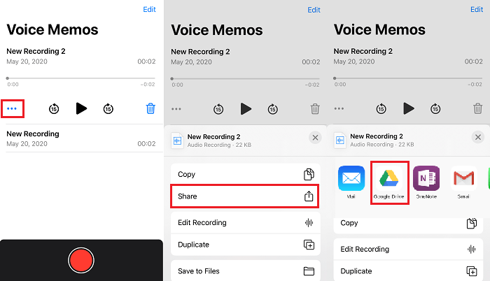 Share voice memos with Google Drive
