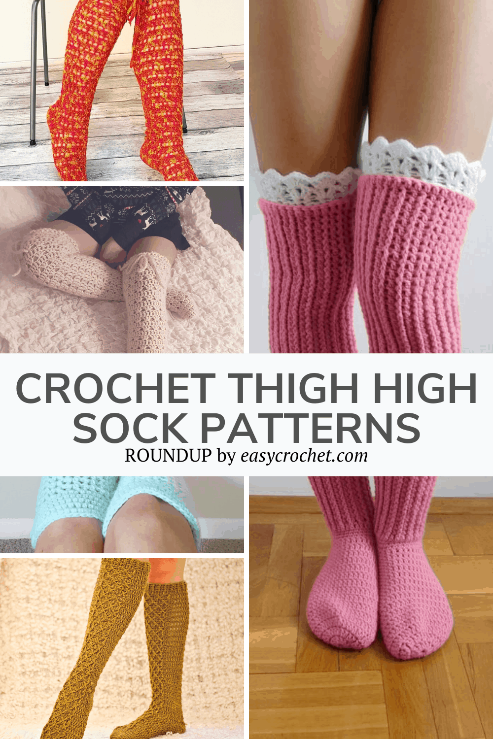 Crochet thigh high socks