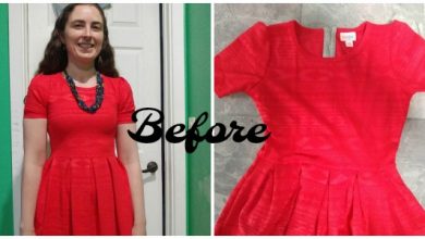 a red dress with short sleeves