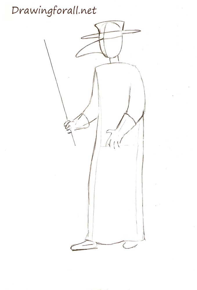 How to draw a plague doctor step by step