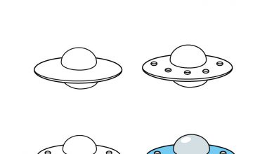 how to draw a UFO in 6 steps