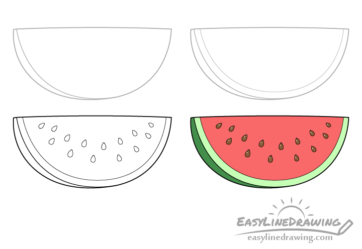 How To Draw A Watermelon Step By Step